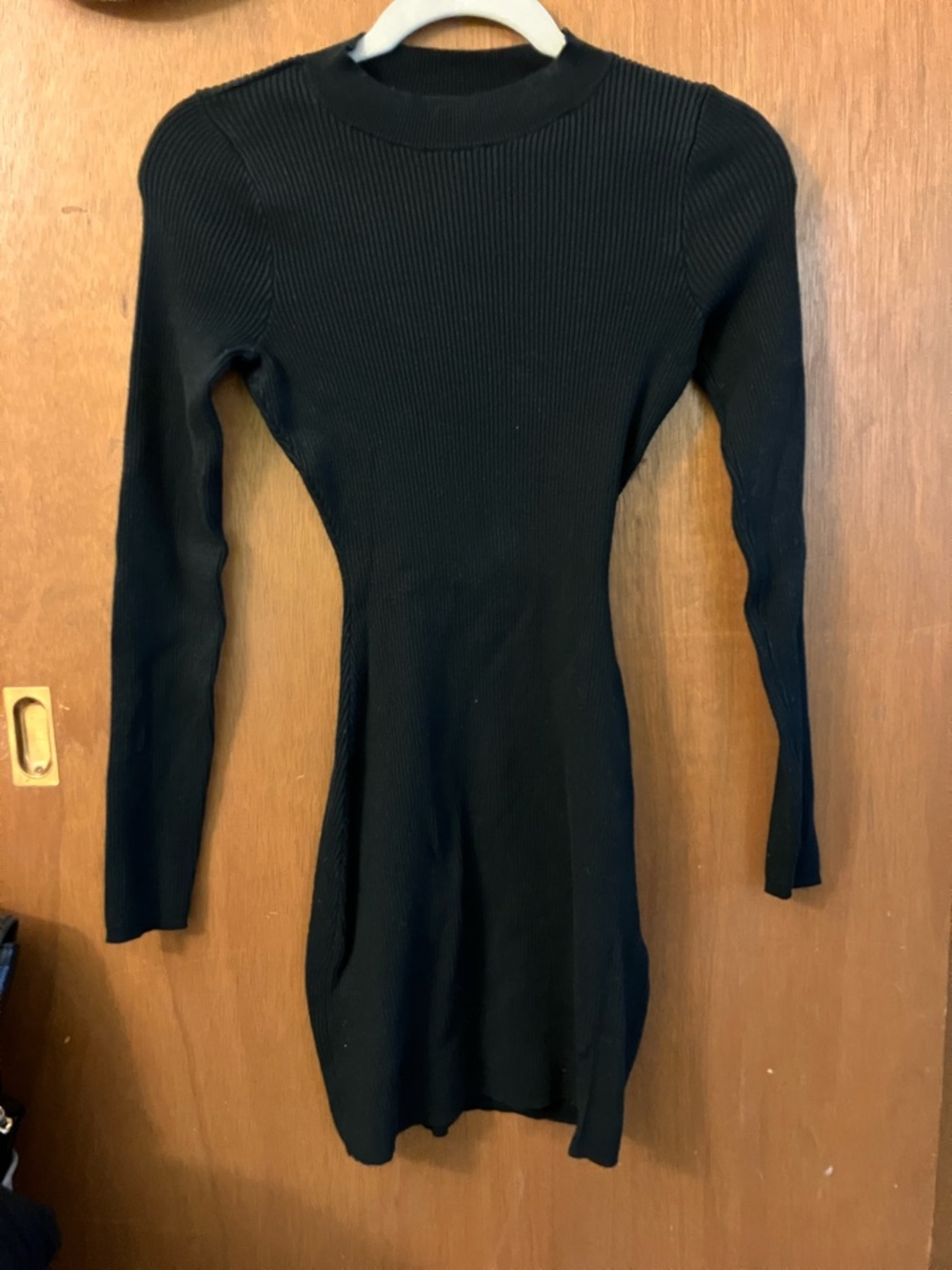 Hollister Black Long Sleeve Ribbed Bodycon Dress